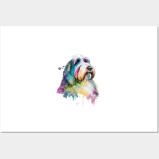 Bearded Collie Dog In Watercolor & Pen Posters and Art